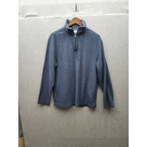 Mens Concepts By Claiborne Blue Ribbed Quarter-Zip Pullover Sweater - Size L